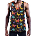 Colorful Watercolor Butterfly Print Men's Workout Tank Top