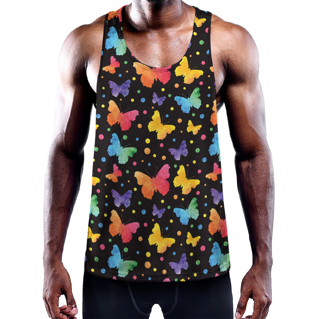 Colorful Watercolor Butterfly Print Training Tank Top