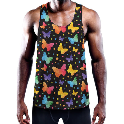 Colorful Watercolor Butterfly Print Training Tank Top