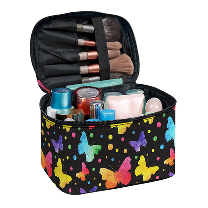 Colorful Watercolor Butterfly Print Travel Makeup Bag