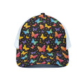 Colorful Watercolor Butterfly Print White Mesh Trucker Hat