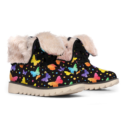 Colorful Watercolor Butterfly Print Winter Boots