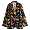 Colorful Watercolor Butterfly Print Women's Blazer