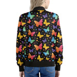 Colorful Watercolor Butterfly Print Women's Bomber Jacket