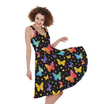 Colorful Watercolor Butterfly Print Women's Sleeveless Dress
