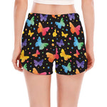 Colorful Watercolor Butterfly Print Women's Split Running Shorts