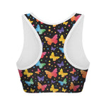 Colorful Watercolor Butterfly Print Women's Sports Bra