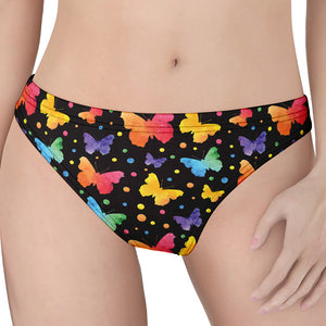 Colorful Watercolor Butterfly Print Women's Thong