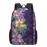 Colorful Watercolor Cattleya Print 17 Inch Backpack