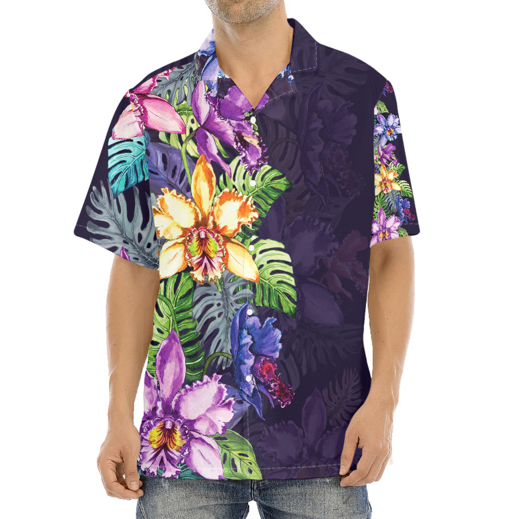 Colorful Watercolor Cattleya Print Aloha Shirt