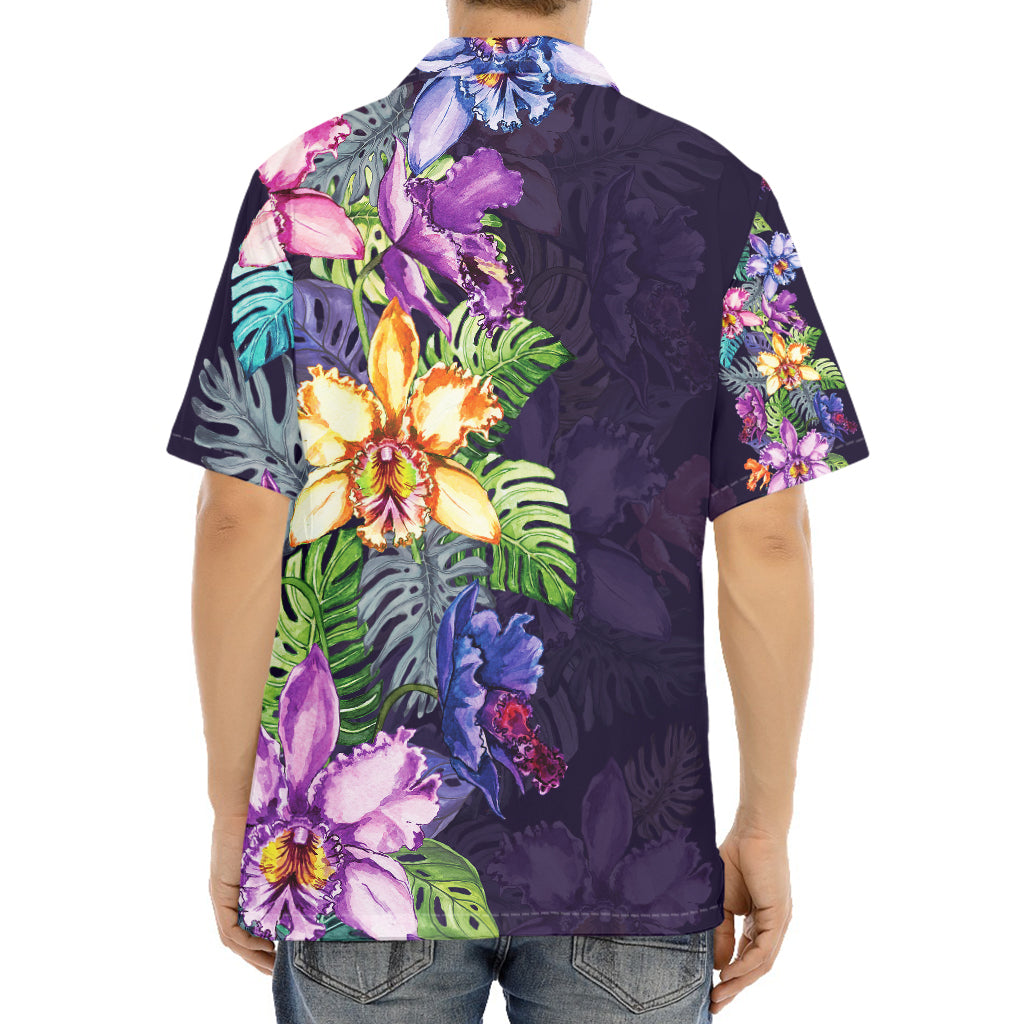 Colorful Watercolor Cattleya Print Aloha Shirt