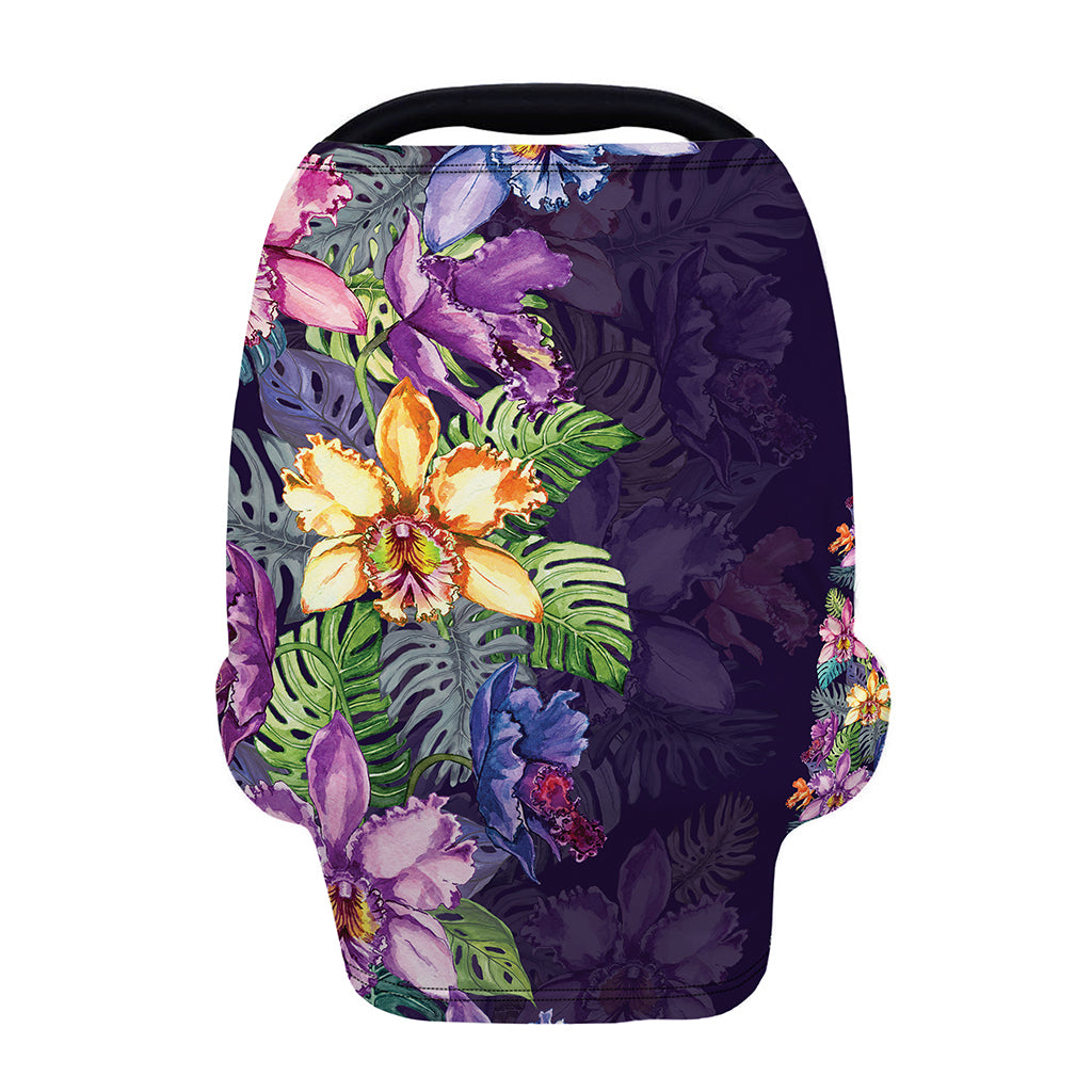 Colorful Watercolor Cattleya Print Baby Seat Cover