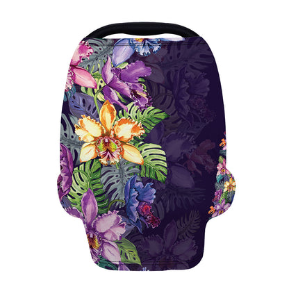 Colorful Watercolor Cattleya Print Baby Seat Cover