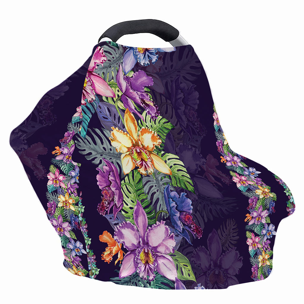 Colorful Watercolor Cattleya Print Baby Seat Cover