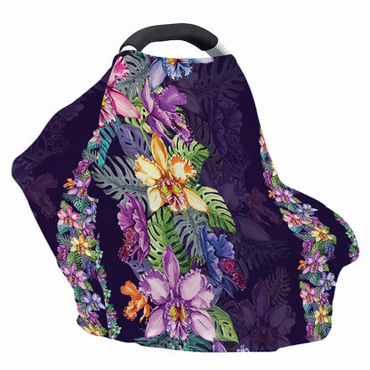 Colorful Watercolor Cattleya Print Baby Seat Cover