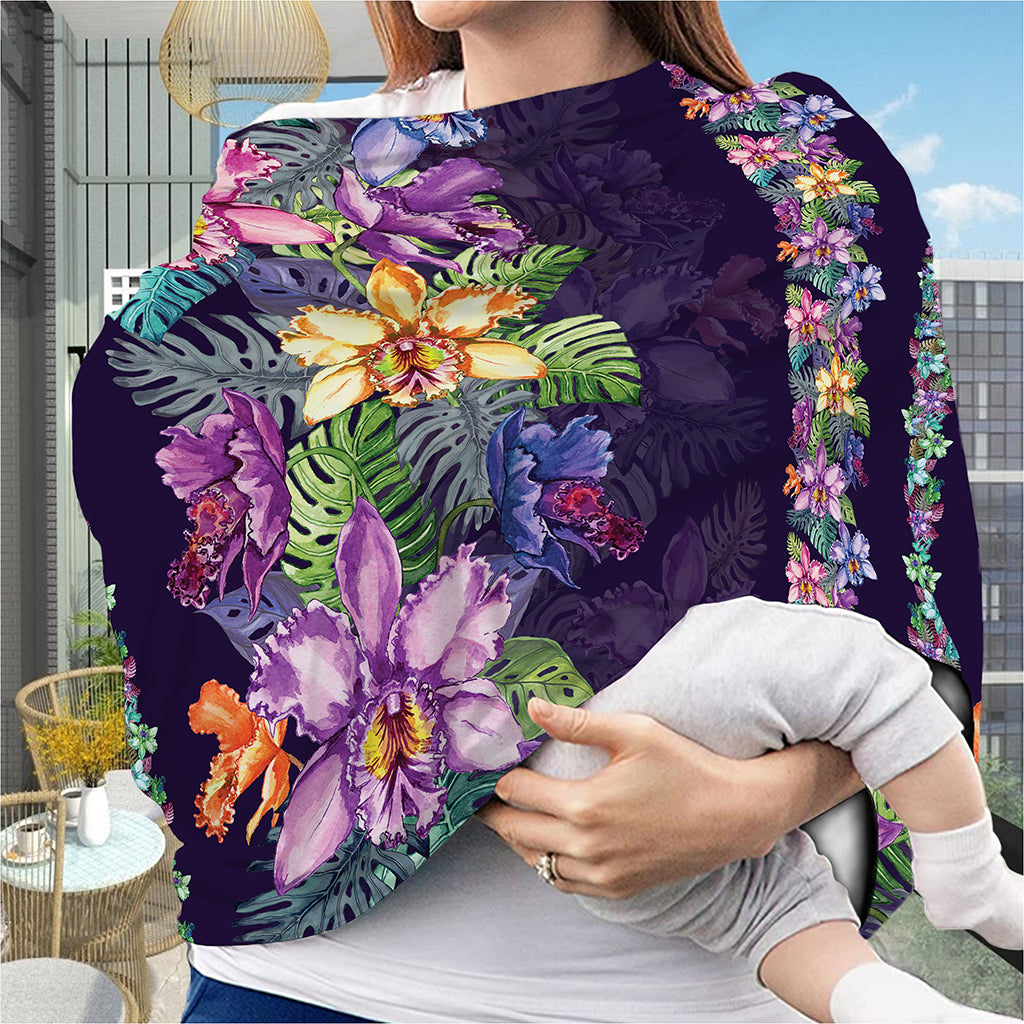 Colorful Watercolor Cattleya Print Baby Seat Cover
