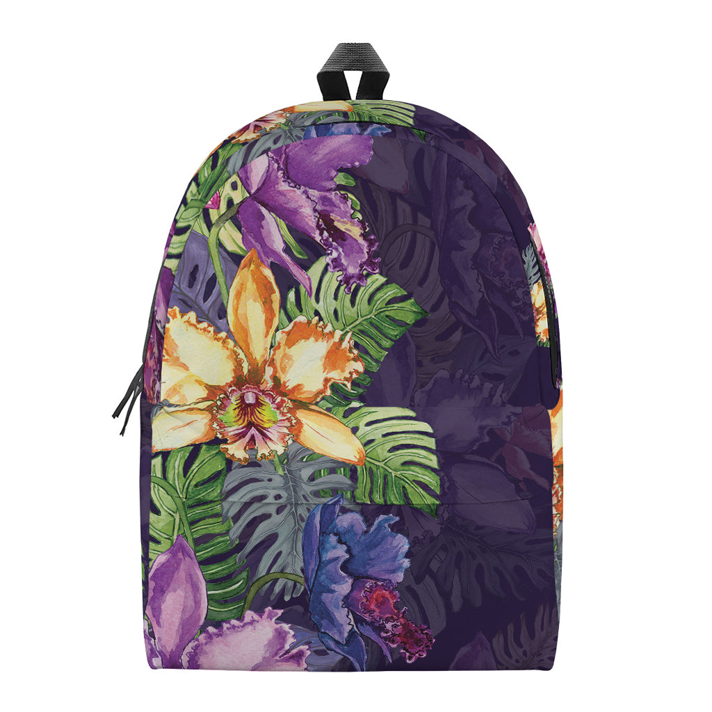 Colorful Watercolor Cattleya Print Backpack