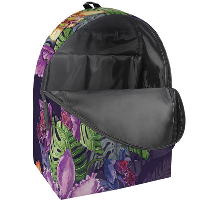 Colorful Watercolor Cattleya Print Backpack