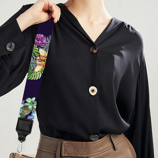 Colorful Watercolor Cattleya Print Bag Strap