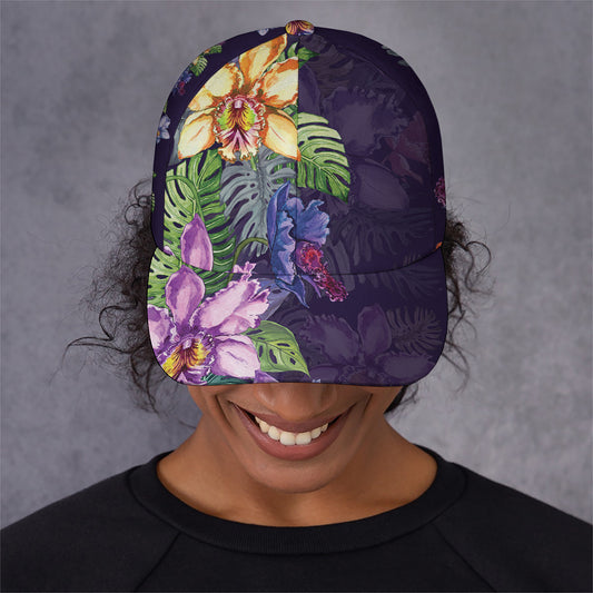 Colorful Watercolor Cattleya Print Baseball Cap