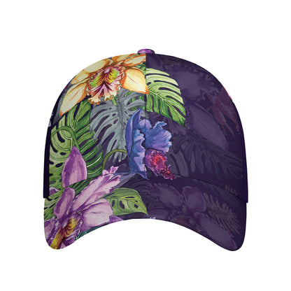 Colorful Watercolor Cattleya Print Baseball Cap