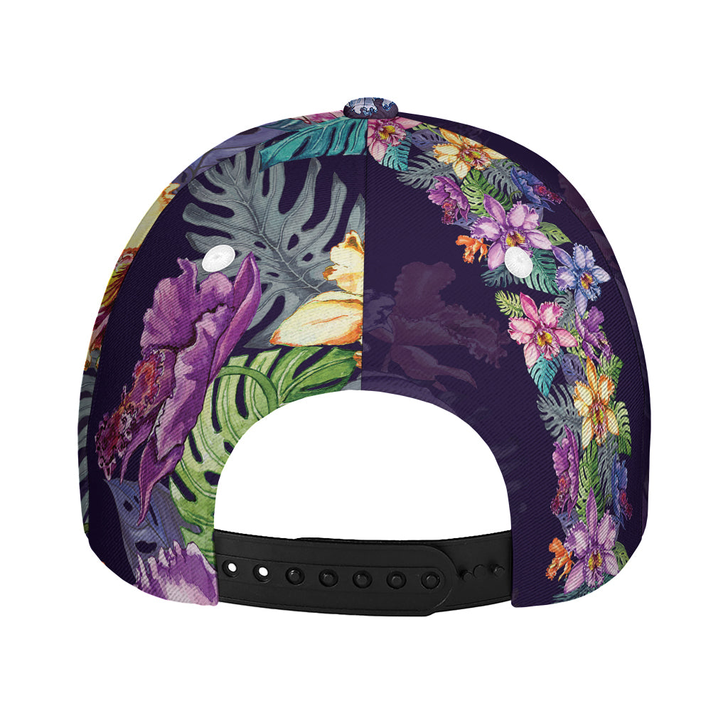 Colorful Watercolor Cattleya Print Baseball Cap