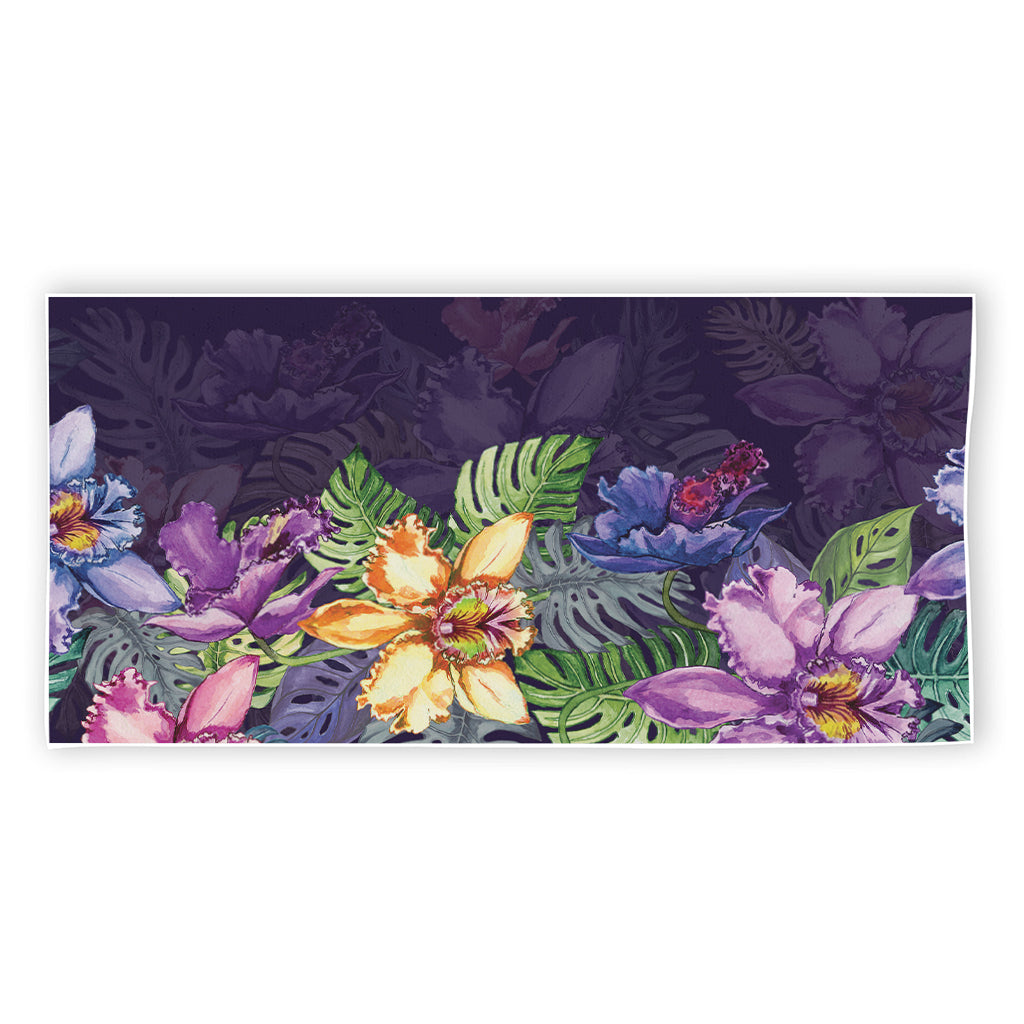 Colorful Watercolor Cattleya Print Beach Towel