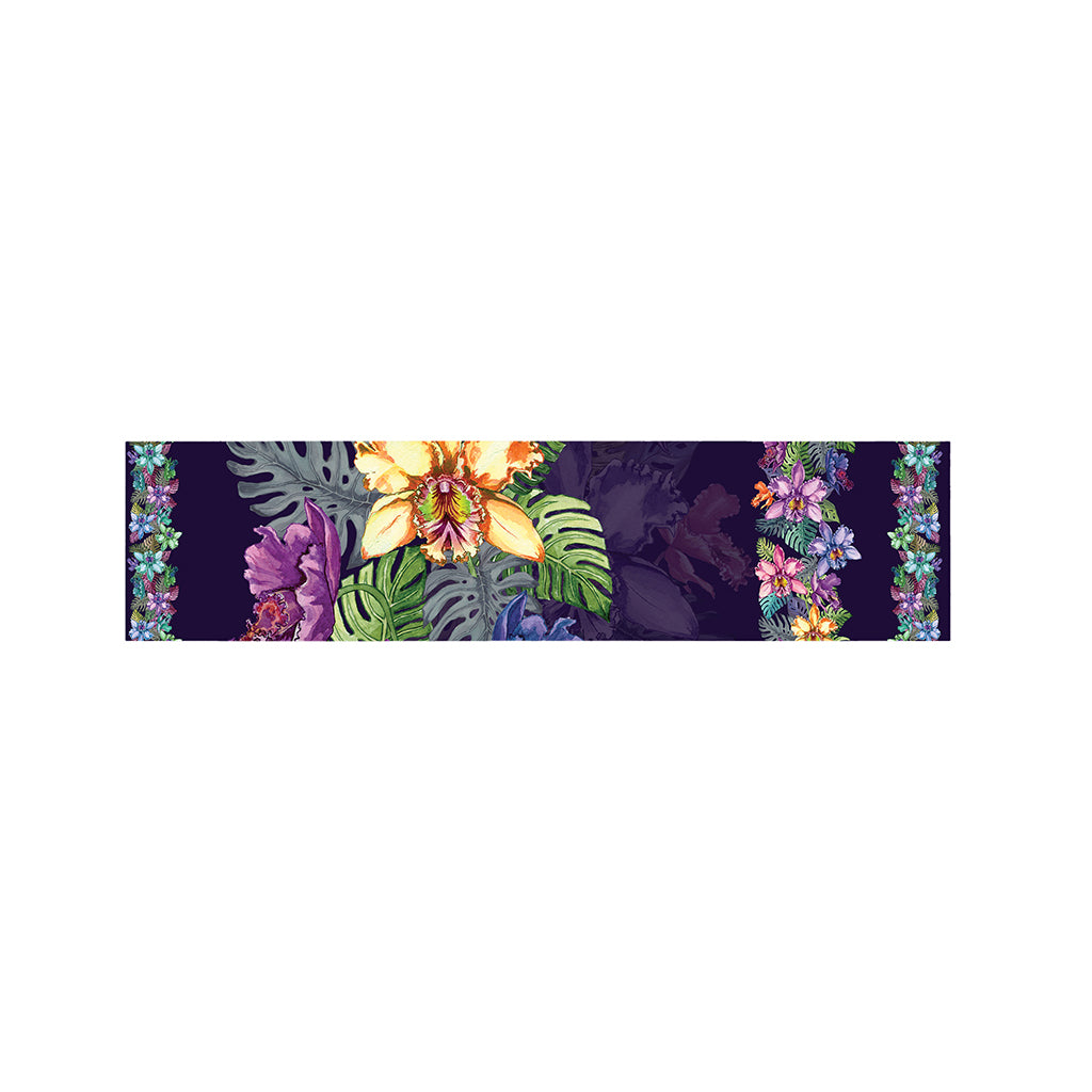 Colorful Watercolor Cattleya Print Bed Runner
