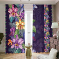 Colorful Watercolor Cattleya Print Dimout Pencil Pleat Curtains