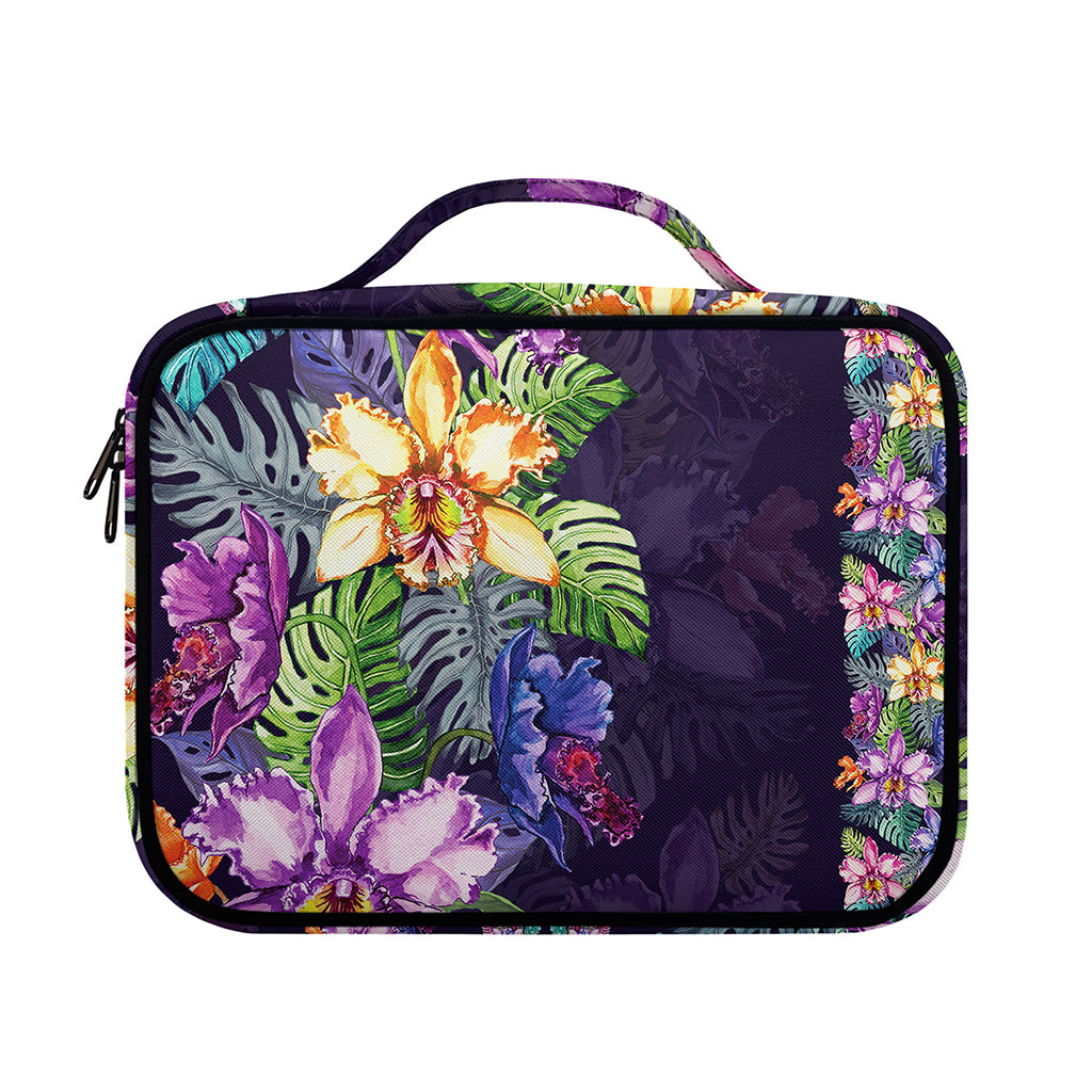Colorful Watercolor Cattleya Print Briefcase Bible Bag