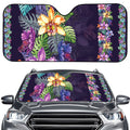 Colorful Watercolor Cattleya Print Car Windshield Sun Shade