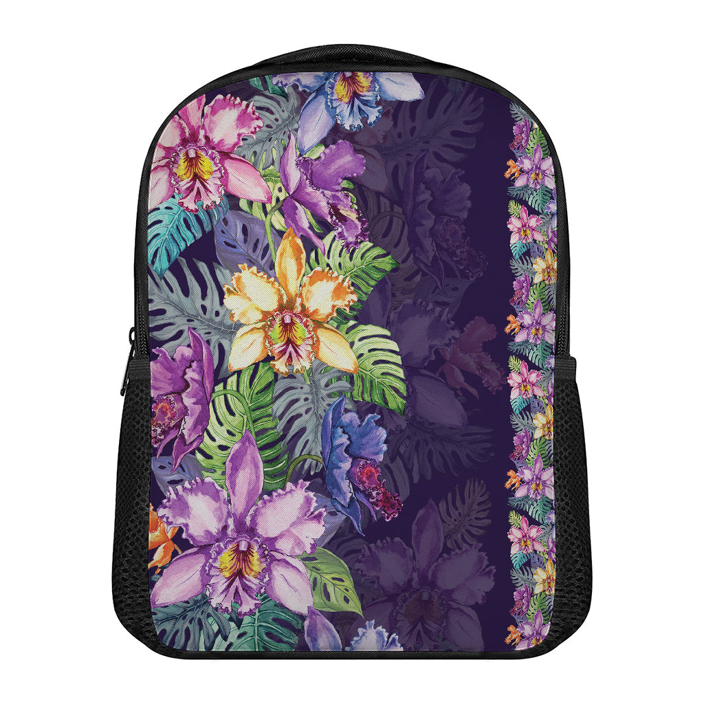 Colorful Watercolor Cattleya Print Casual Backpack