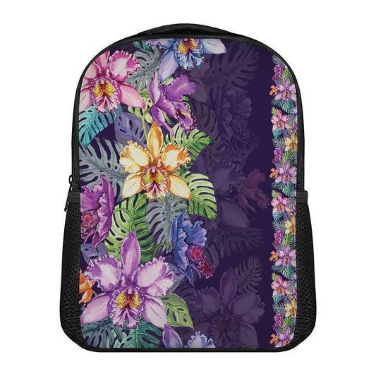 Colorful Watercolor Cattleya Print Casual Backpack