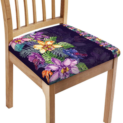 Colorful Watercolor Cattleya Print Chair Cushion Cover