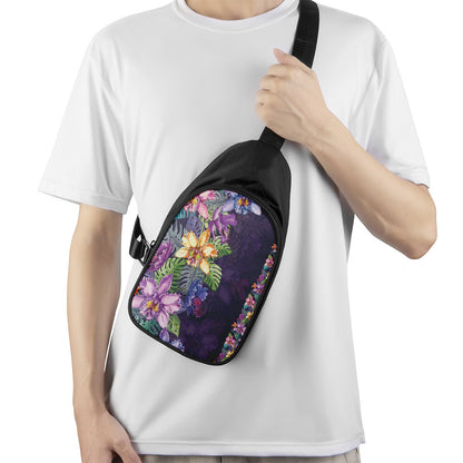 Colorful Watercolor Cattleya Print Chest Bag