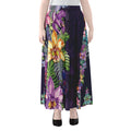 Colorful Watercolor Cattleya Print Chiffon Maxi Skirt