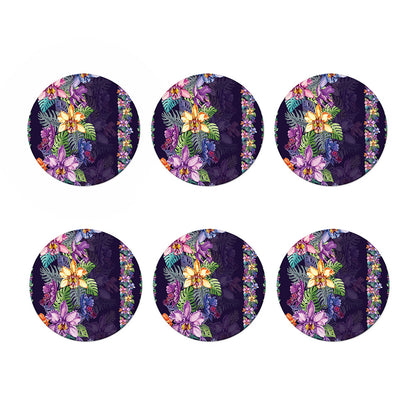 Colorful Watercolor Cattleya Print Coaster Set