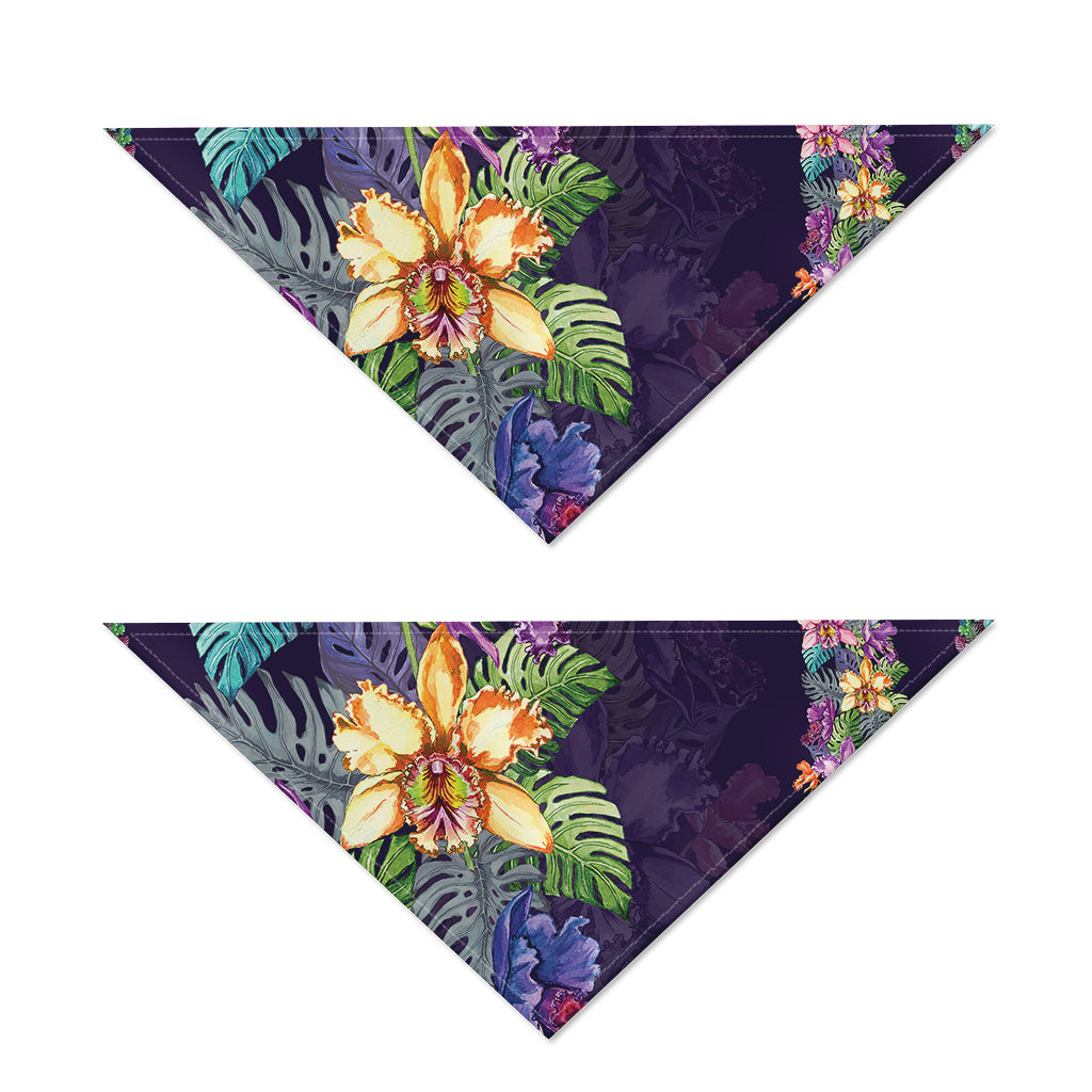 Colorful Watercolor Cattleya Print Dog Bandana