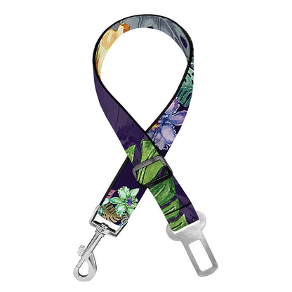 Colorful Watercolor Cattleya Print Dog Seat Belt