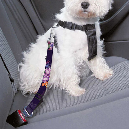 Colorful Watercolor Cattleya Print Dog Seat Belt