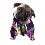 Colorful Watercolor Cattleya Print Dog Zip Up Hoodie