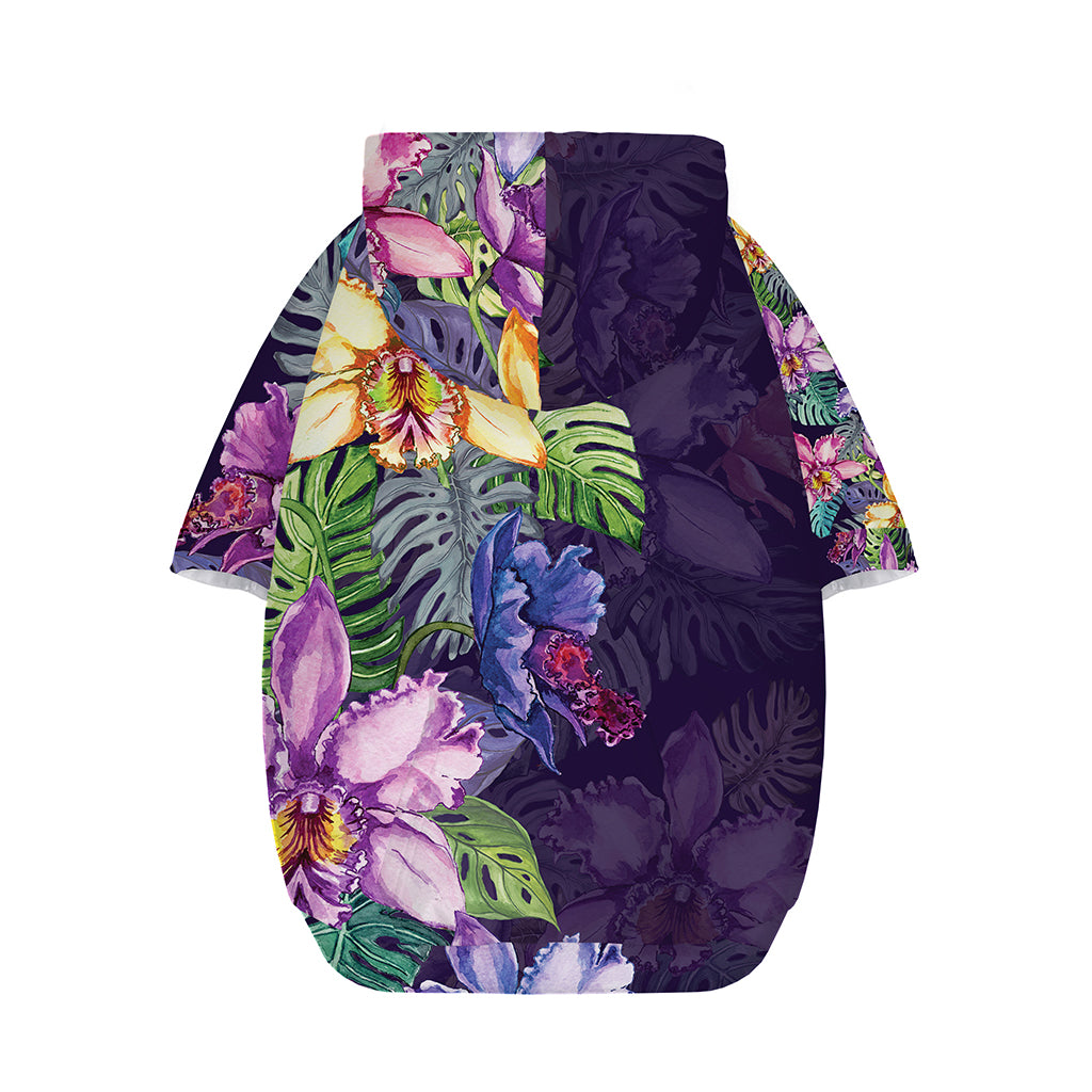 Colorful Watercolor Cattleya Print Dog Zip Up Hoodie