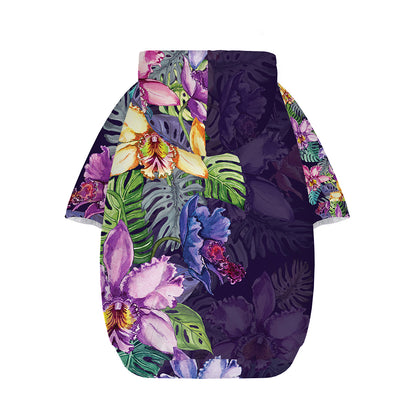 Colorful Watercolor Cattleya Print Dog Zip Up Hoodie