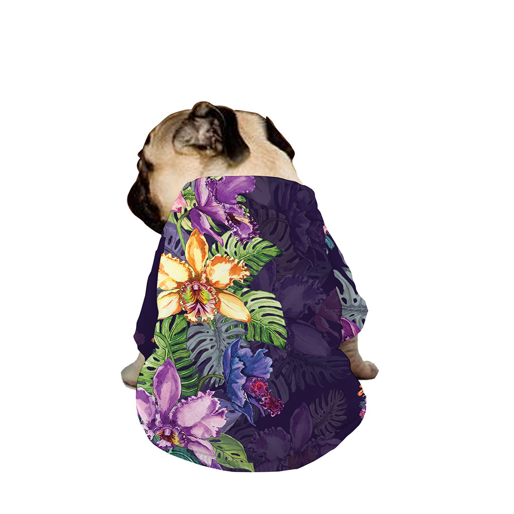 Colorful Watercolor Cattleya Print Dog Zip Up Jacket