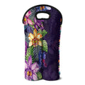Colorful Watercolor Cattleya Print Double Neoprene Wine Tote