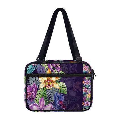 Colorful Watercolor Cattleya Print Double Strap Bible Bag