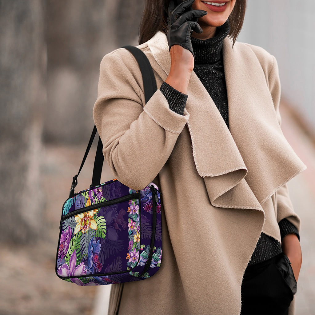 Colorful Watercolor Cattleya Print Double Strap Bible Bag