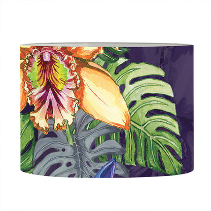 Colorful Watercolor Cattleya Print Drum Lamp Shade