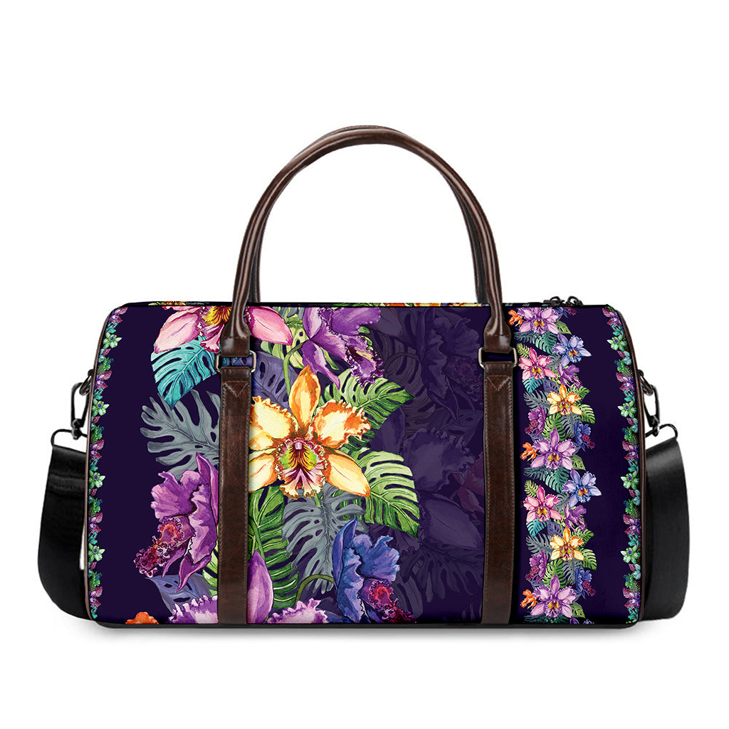 Colorful Watercolor Cattleya Print Duffle Bag