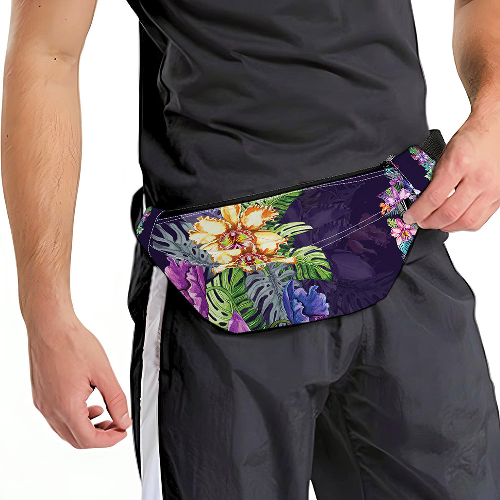 Colorful Watercolor Cattleya Print Fanny Pack